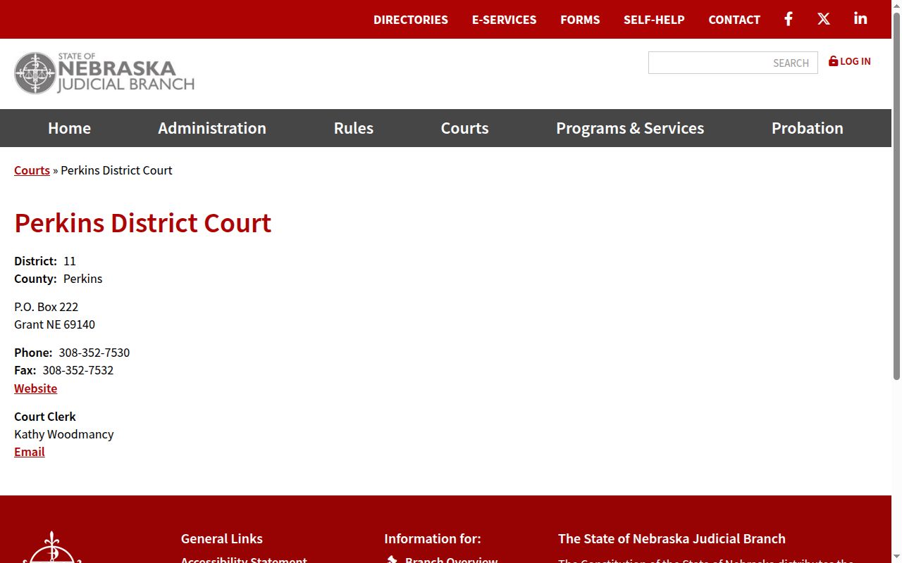 Perkins County criminal docket District Court directory entry