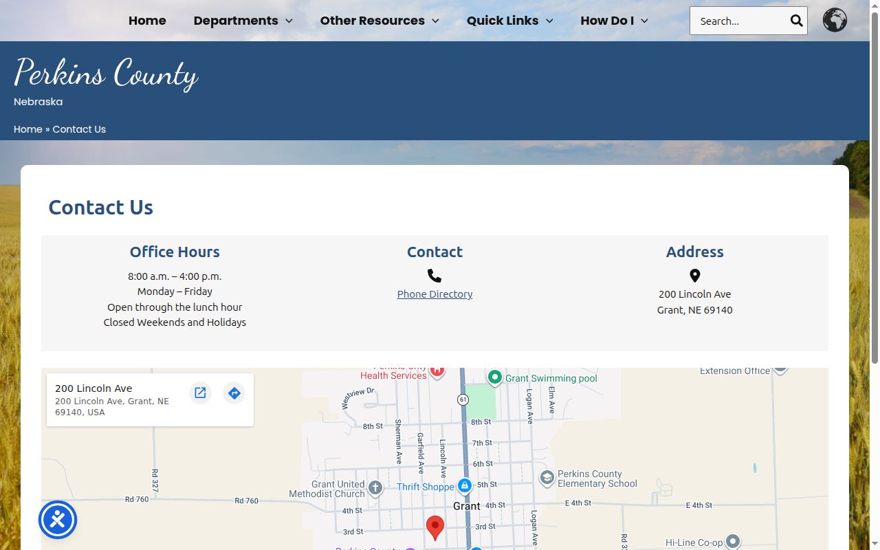 Perkins County court docket courthouse hours and contact information